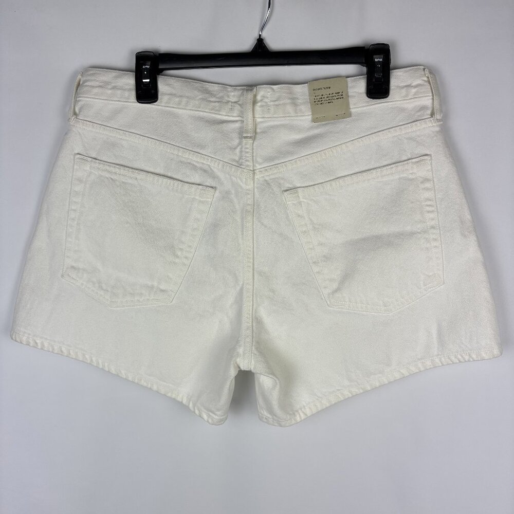 30 Agolde High Rise Short Parker Long Organic Cotton White Button Closure Denim - Picture 8 of 16
